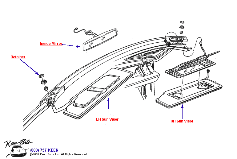 Interior Mirror Diagram for a 1958 Corvette