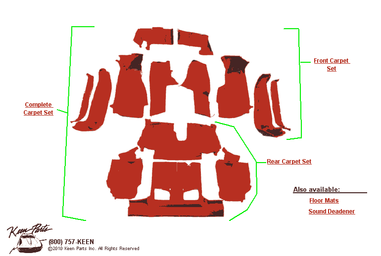 Convertible Carpet Sets Diagram for a 1998 Corvette