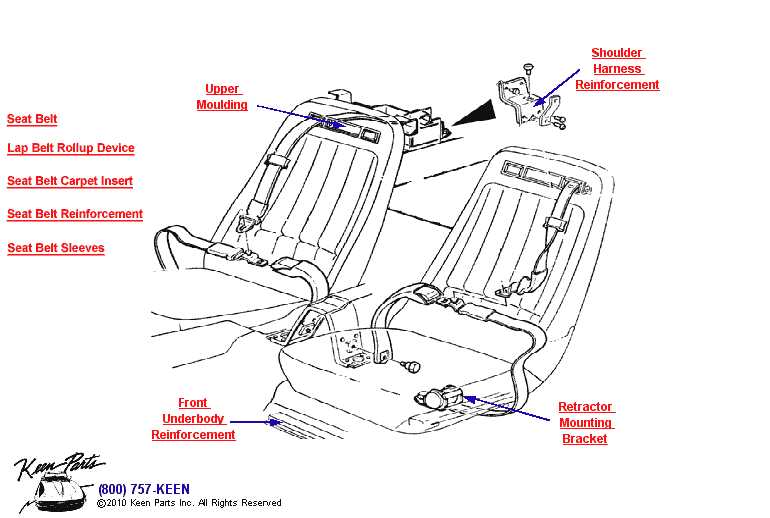 Seats &amp; Belts Diagram for a 1999 Corvette