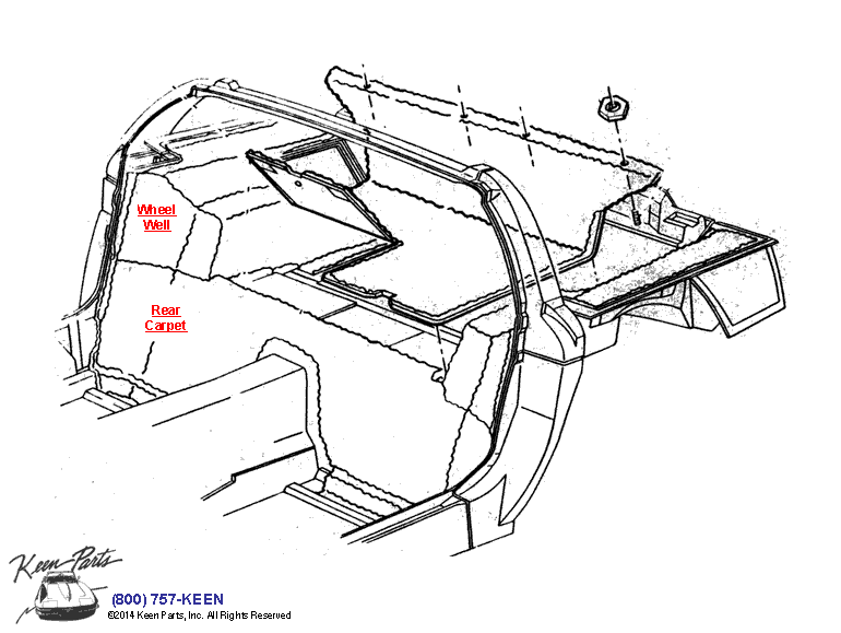 Rear Carpet Diagram for a 2019 Corvette