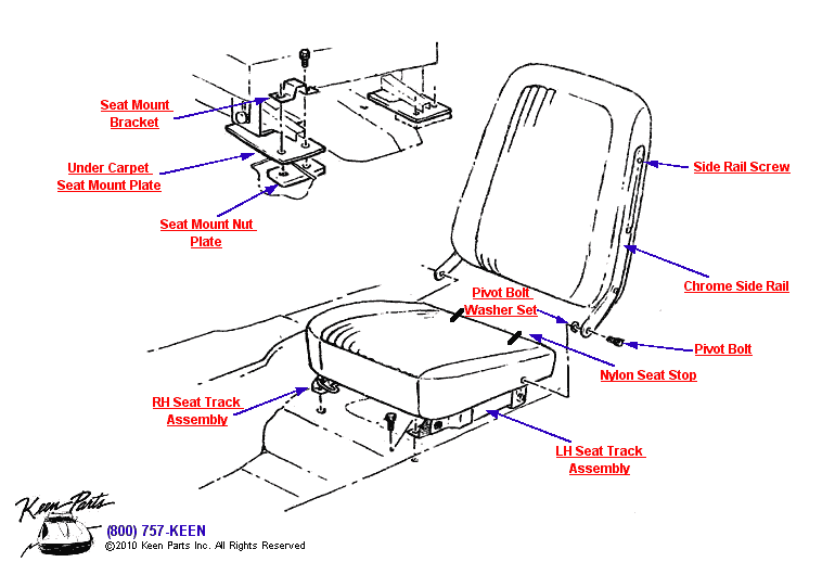 Seat Assembly Diagram for a 2022 Corvette