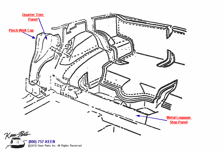 Rear Quarter &amp; Rear Compartment Diagram for a 1972 Corvette
