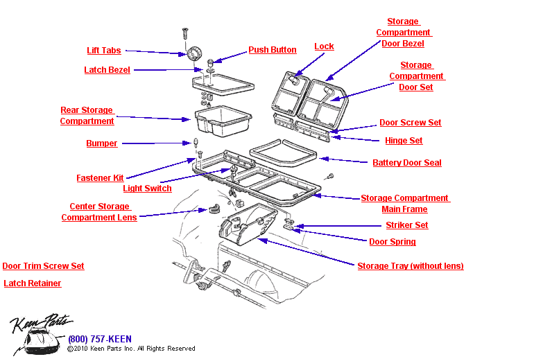 3 Door Rear Storage Compartment Diagram for a 1986 Corvette