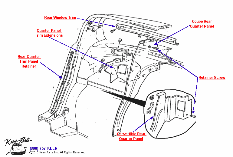 Rear Quarter Panels Diagram for a 2004 Corvette