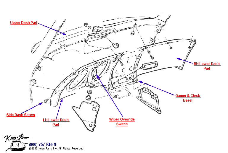 Lower Dash Diagram for a 1955 Corvette