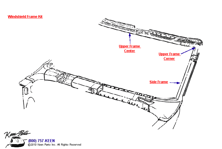 Windshield Frame Diagram for a 2024 Corvette