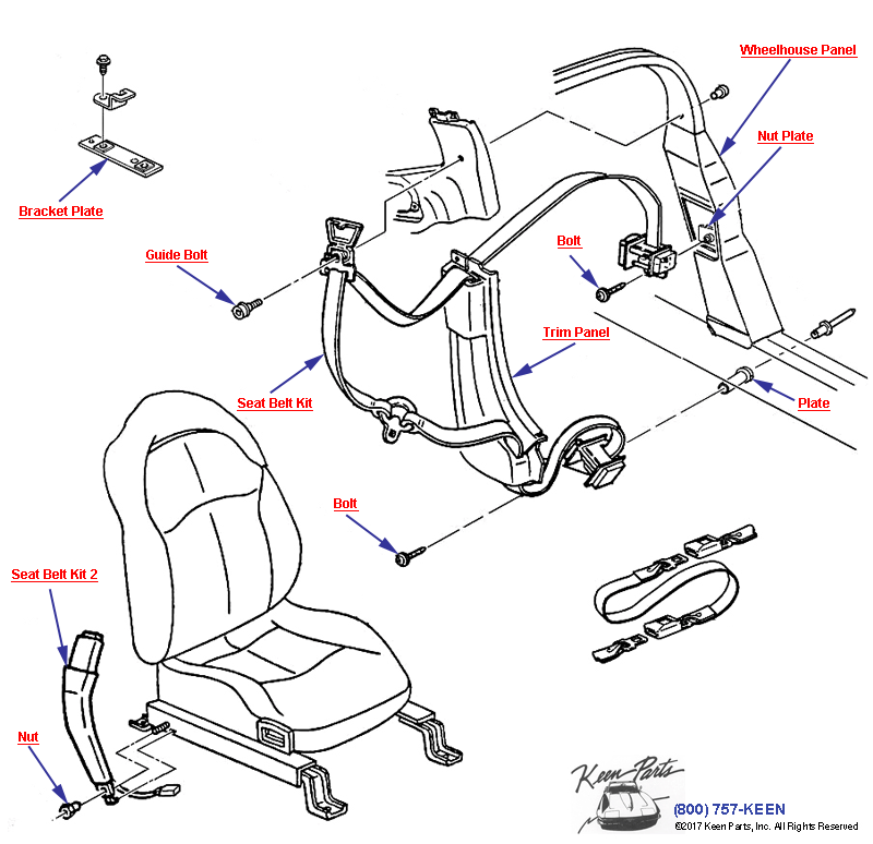 Seat Belts- Canadian Base Equipment Diagram for a 1964 Corvette