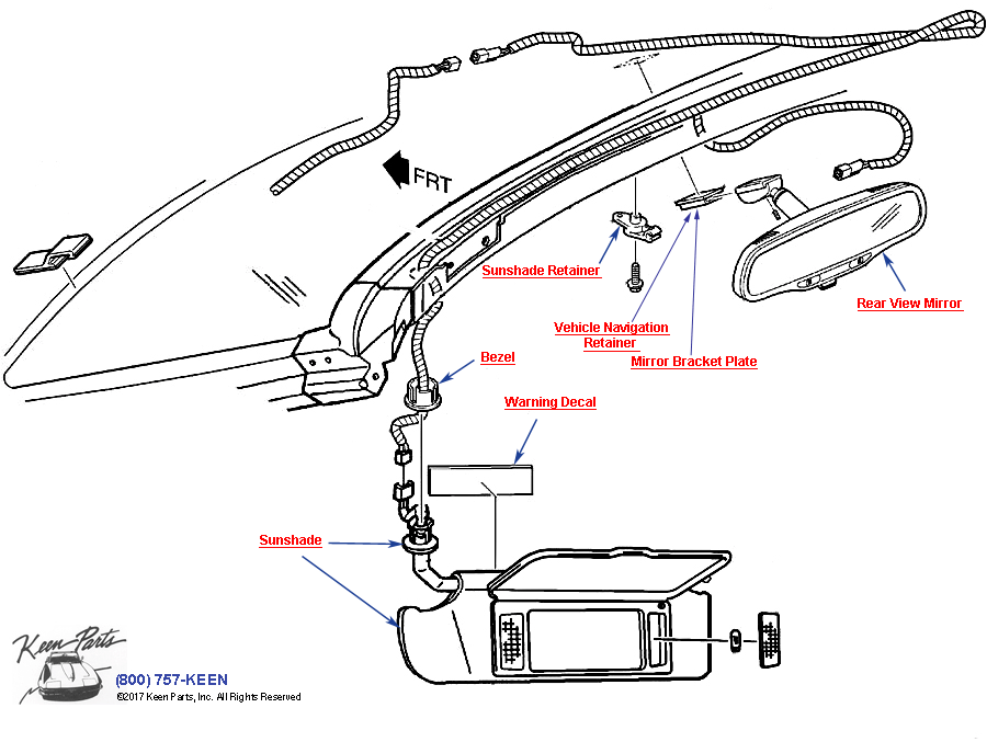 Sunshade - Basic Diagram for a 2018 Corvette