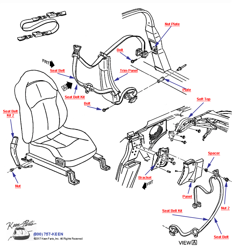Seat Belts- Restraint System Diagram for a 2018 Corvette