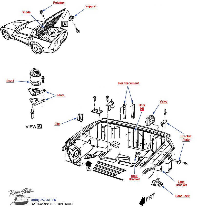 Compartment/Rear Storage- Hardtop Diagram for a 1953 Corvette