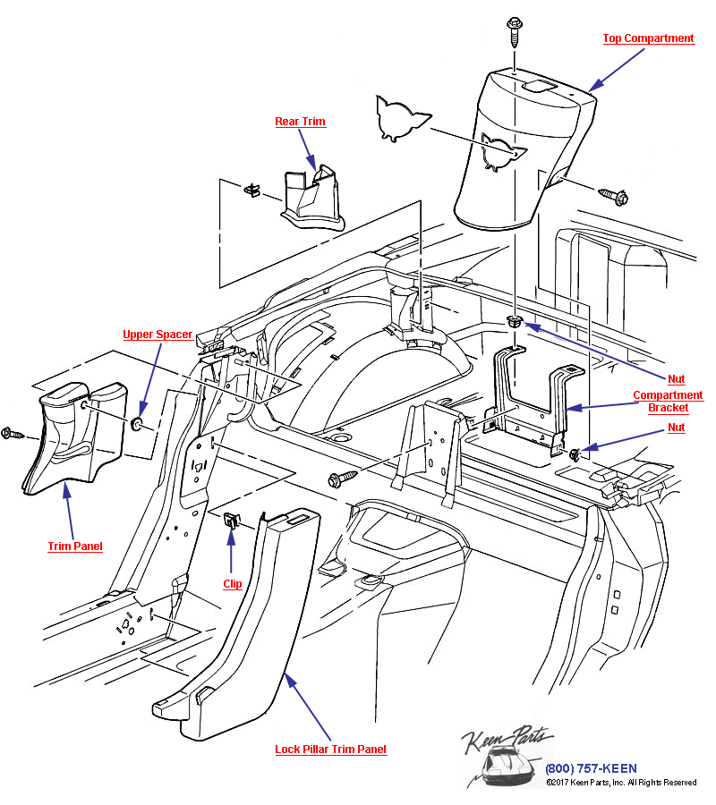 Convertible Rear Trim Diagram for a 1959 Corvette