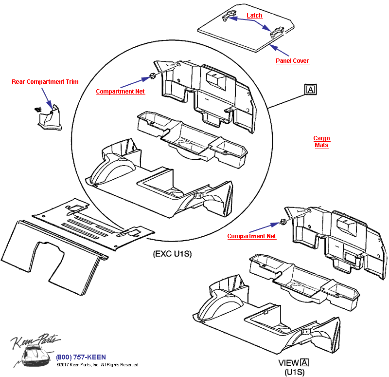 Rear Floor &amp; Compartment - Hardtop &amp; Convertible Diagram for a 1989 Corvette
