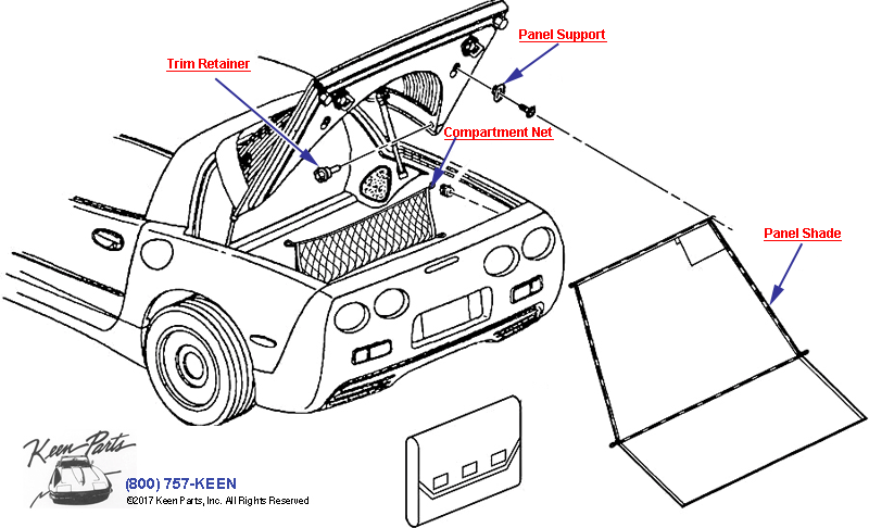 Cover/Rear Compartment &amp; Convenience Net Diagram for a 1970 Corvette