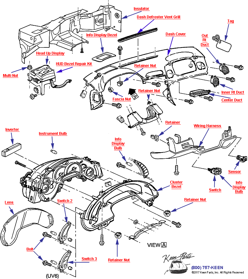 Instrument Panel Diagram for a 1959 Corvette