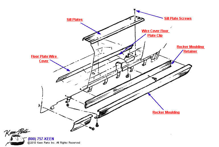Door Sills &amp; Floor Plates Diagram for a 2000 Corvette