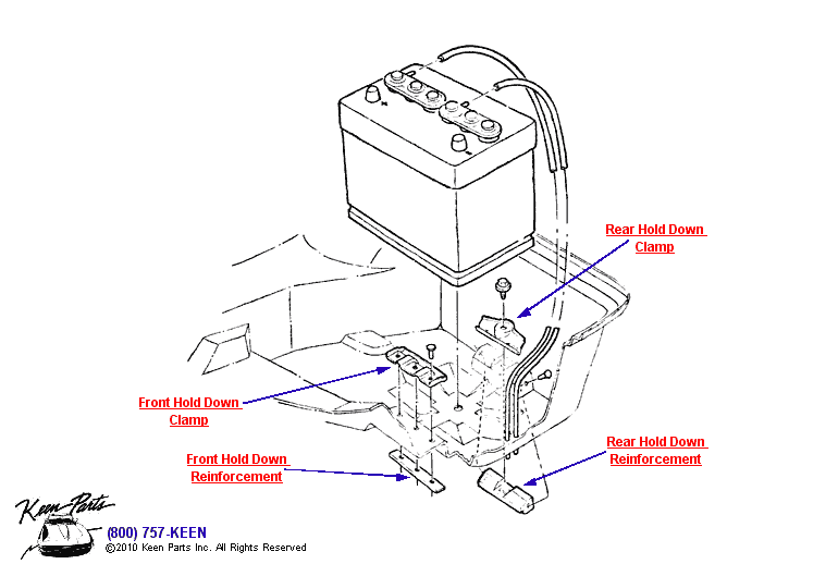 Battery Hold Downs Diagram for a 2017 Corvette