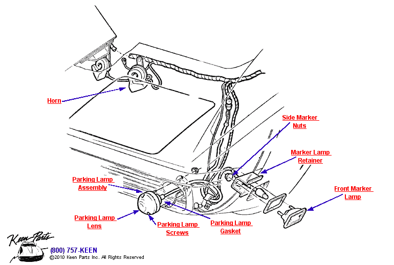 Parking &amp; Marker Lamps Diagram for a 2001 Corvette