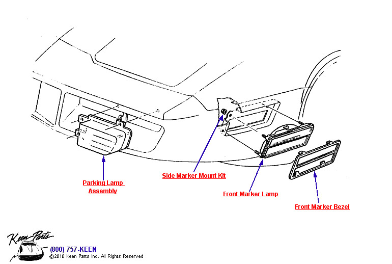 Parking &amp; Front Markers Diagram for a 1974 Corvette