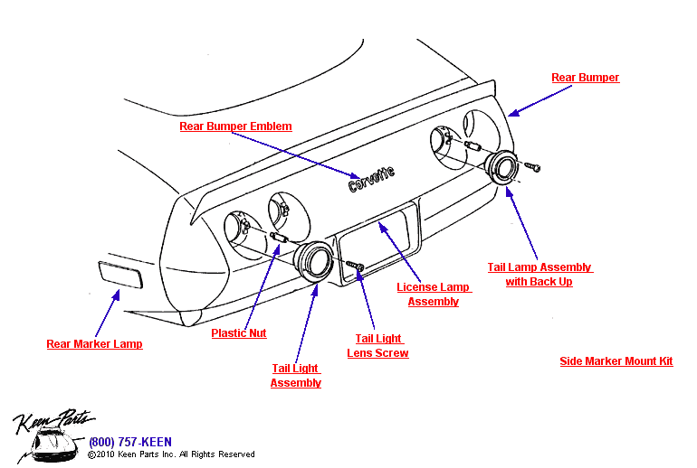 Rear Marker &amp; Tail Lights Diagram for a 1988 Corvette