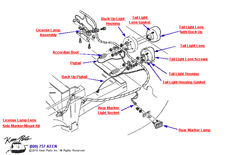 Rear Marker &amp; Tail Lights Diagram for a 2021 Corvette