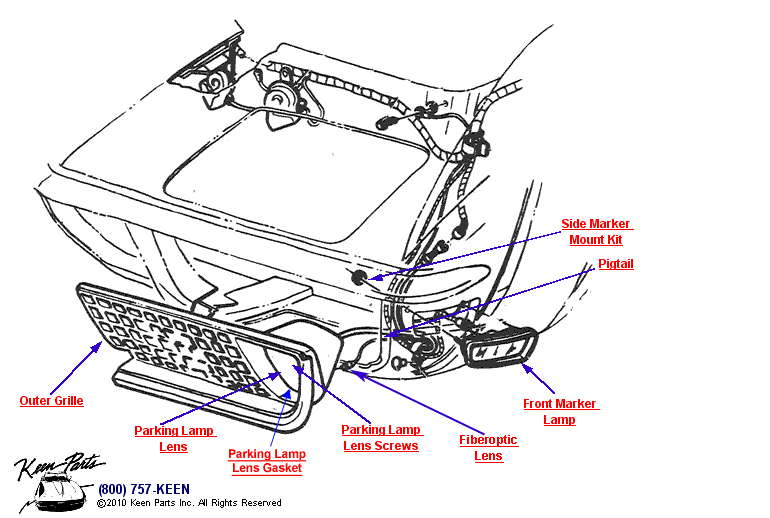 Parking &amp; Marker Lamps Diagram for a 1985 Corvette