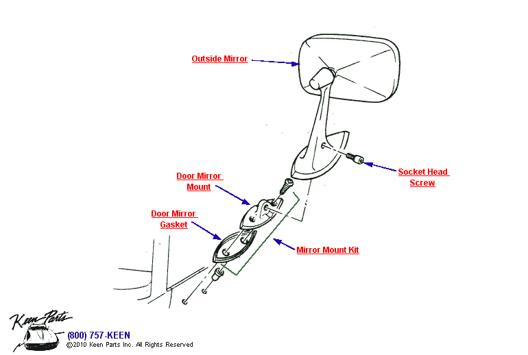 Outside Mirror Diagram for a 1999 Corvette