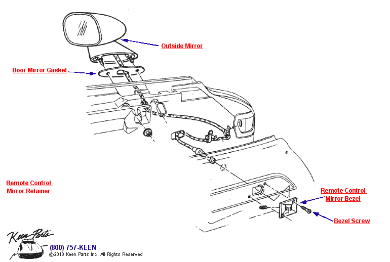 Remote Control Mirror Diagram for a 2010 Corvette