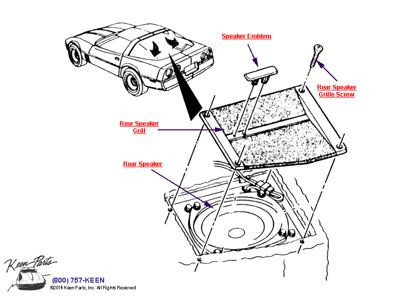 Rear Speakers Diagram for a 2024 Corvette