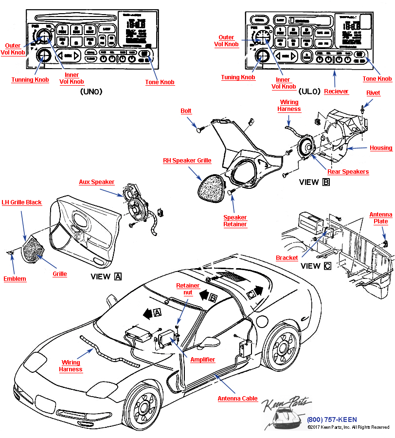 Coupe Radio Diagram for a 1974 Corvette