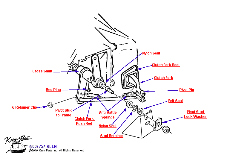 Clutch Control Shaft Diagram for a 1973 Corvette