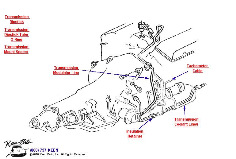 Transmisson Coolant Lines Diagram for a 1967 Corvette