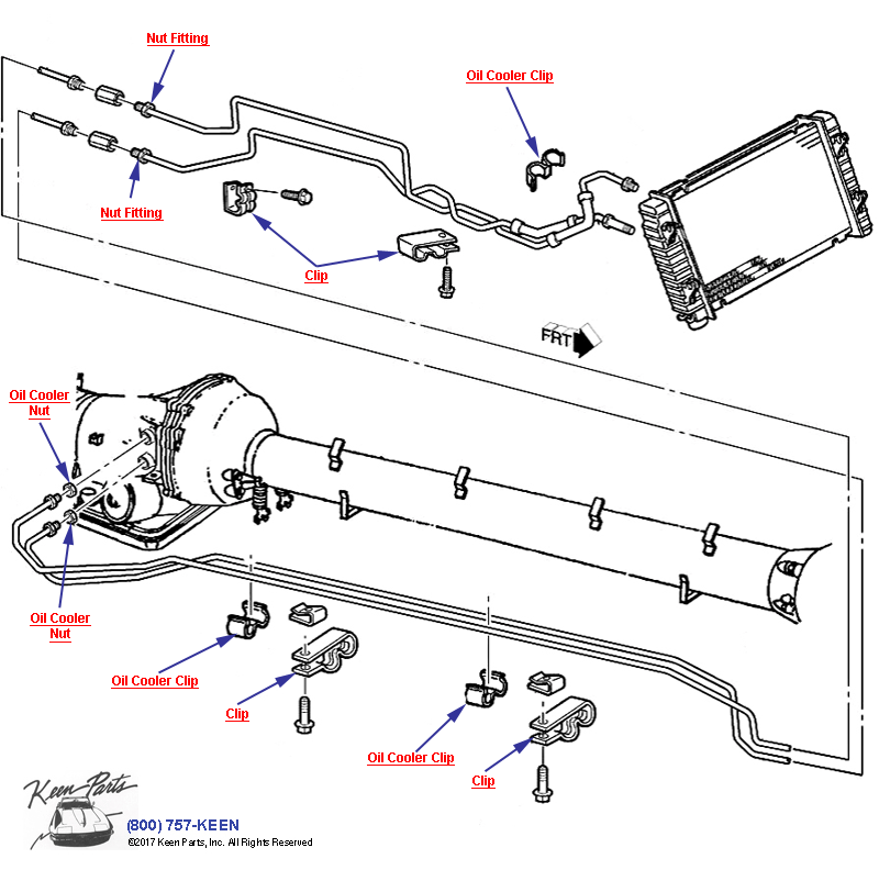 Automatic Transaxle Oil Cooler &amp; Pipes Diagram for a 1965 Corvette