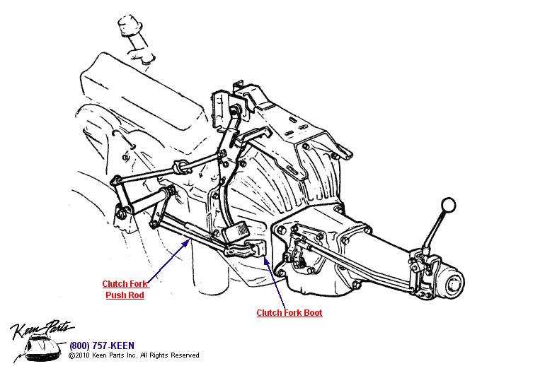 Clutch Fork Push Rod Diagram for a 1966 Corvette