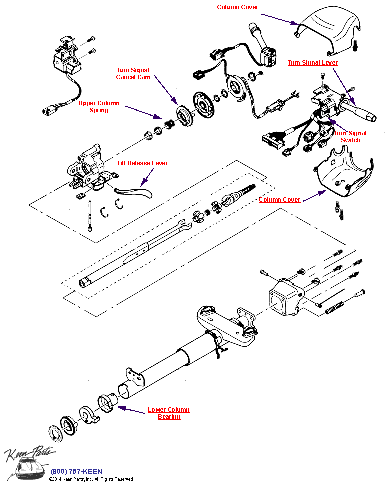 Steering Column Diagram for a 1972 Corvette