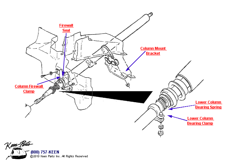 Column Jacket &amp; Support Diagram for a 1954 Corvette