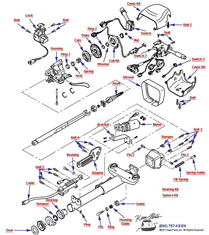 Steering Column- Tilt &amp; Power Telescope Diagram for a 2021 Corvette