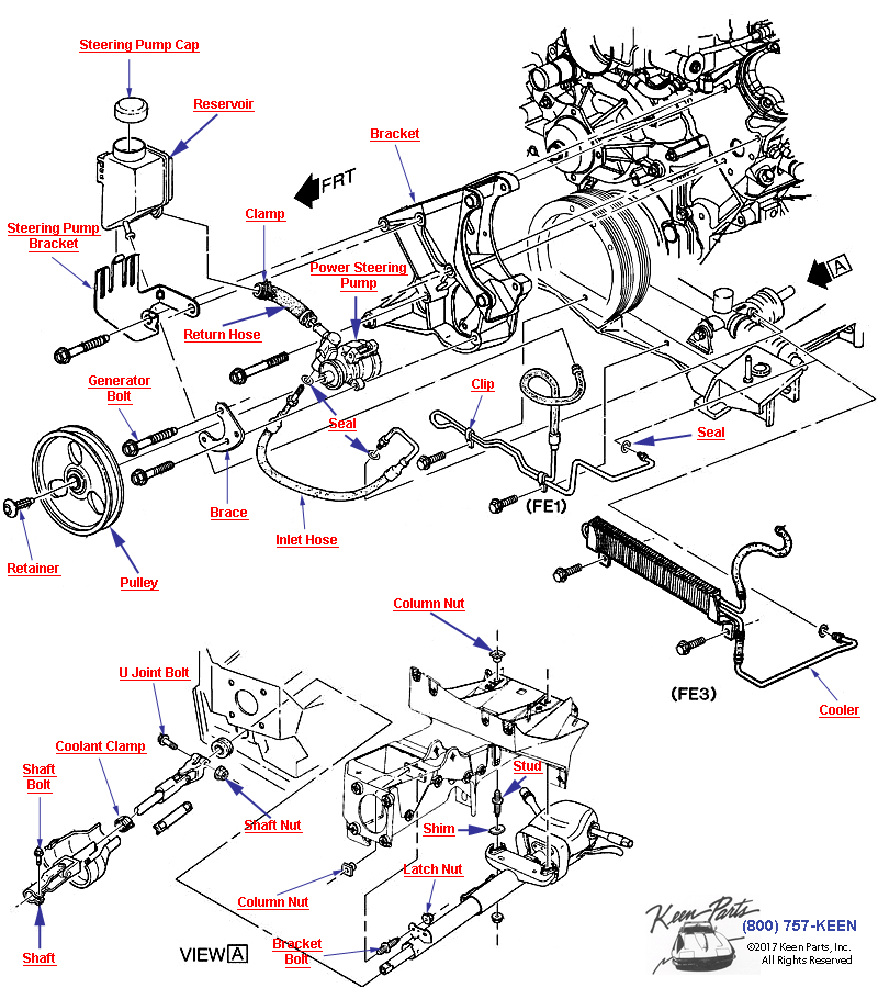 Steering Pump Mounting &amp; Related Parts Diagram for a 1982 Corvette