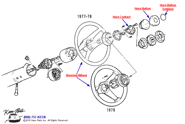 Steering Wheel &amp; Horn Button Diagram for a 1960 Corvette