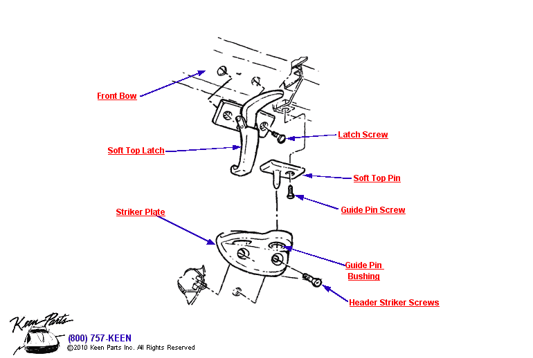 Front Lock &amp; Striker Diagram for a 1986 Corvette