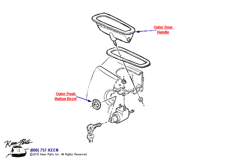 Outer Door Handle &amp; Lock Diagram for a 2024 Corvette