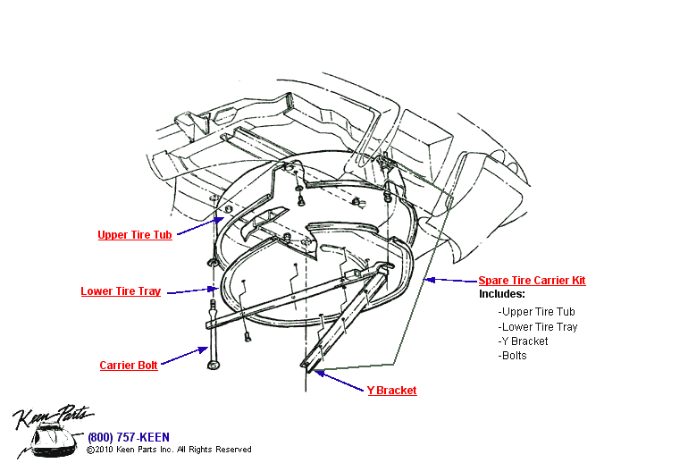 Spare Tire Carrier Diagram for a 1971 Corvette