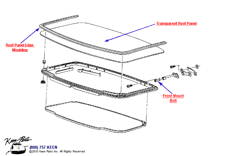 Roof Panel &amp; Hardware Diagram for a 2021 Corvette