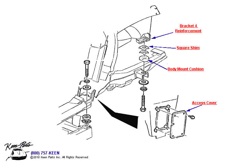Body Mount #4 Detail Diagram for a 1981 Corvette