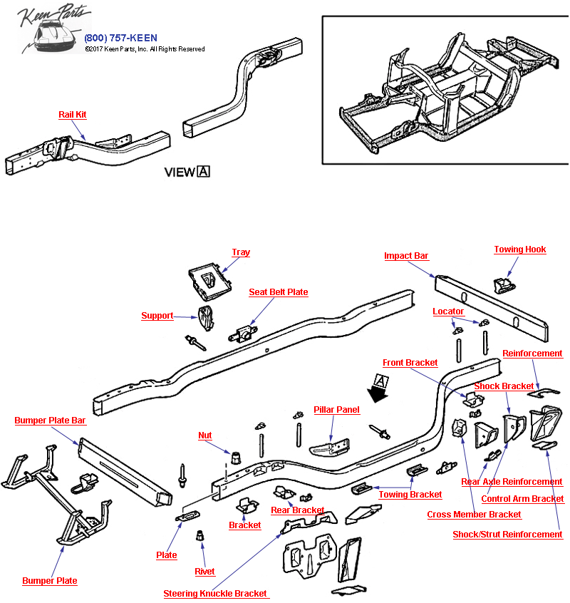 Frame Assembly Diagram for a 2018 Corvette