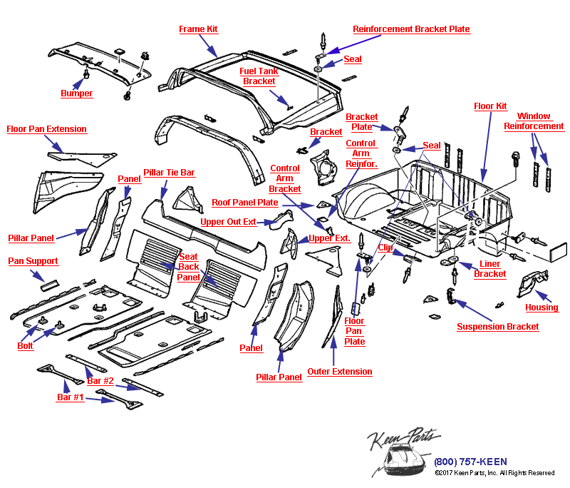 Sheet Metal/Body Mid- Coupe Diagram for a 1970 Corvette