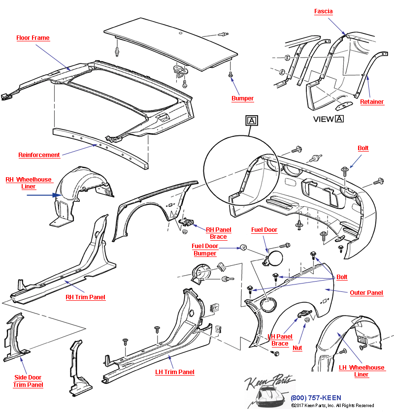Body Rear- Convertible Diagram for a 1992 Corvette