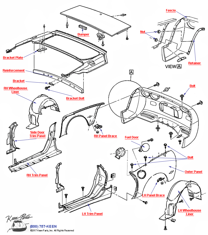 Body Rear- Hardtop Diagram for a 1976 Corvette