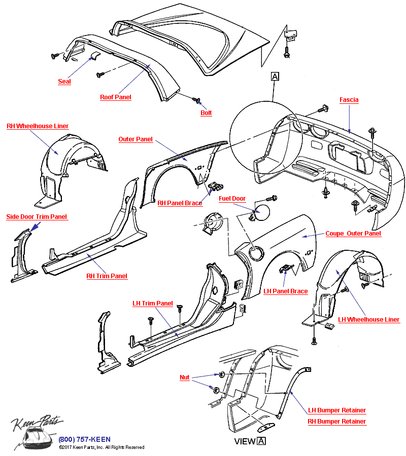 Body Rear- Coupe Diagram for a 1977 Corvette