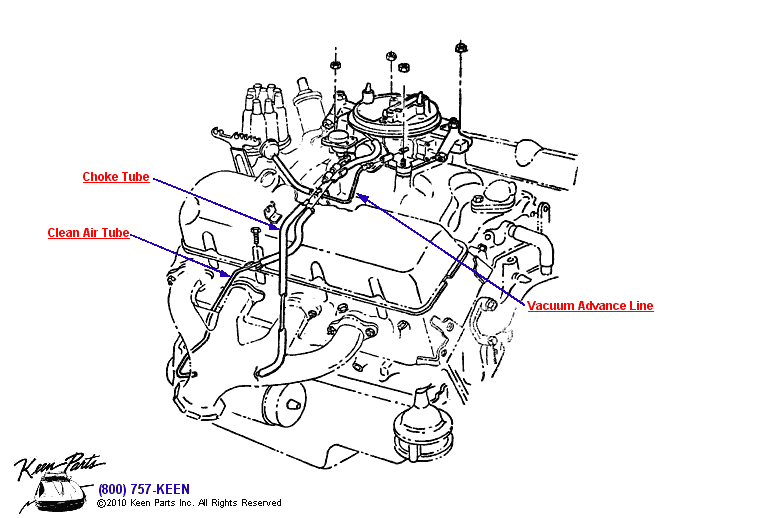 396 Carburetor &amp; Fuel Lines Diagram for a 1958 Corvette