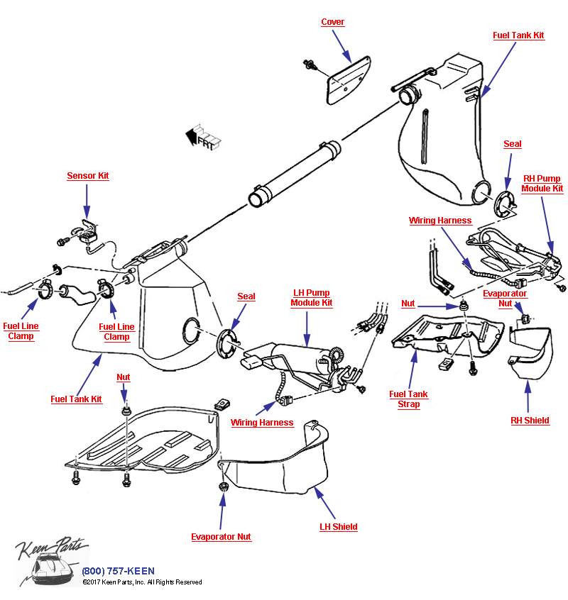 Fuel Tank &amp; Mounting Diagram for a 1962 Corvette